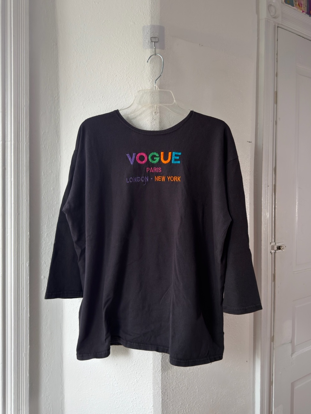 Vintage 90s/00s Vogue magazine boat neck trapeze tunic tee black